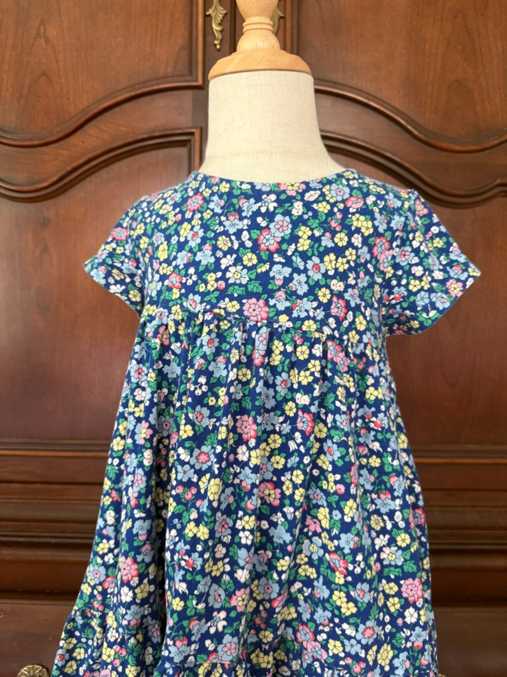 Mini Boden Floral Dress 4-5Y Navy Cotton Short Sleeve Girls Spring Summer Dress